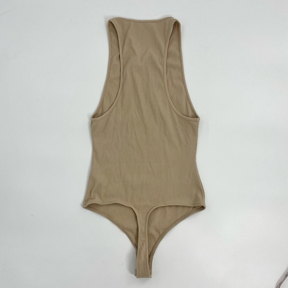 NWT FREE PEOPLE INTIMATELY TAN BODY SUIT NEUTRAL RIBBED SLEEVELESS HIGH NECK S - Picture 10 of 13